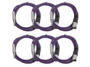 Seismic Audio 6 Pack of Purple 6 foot XLR Male to TRS Male Patch Cables Snake Microphone Cord