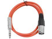 Seismic Audio Red 3 foot XLR Male to TRS Male Patch Cable Snake Microphone Cord