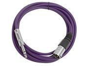 Seismic Audio Purple 10 foot XLR Male to TRS Male Patch Cable Snake Microphone Cord