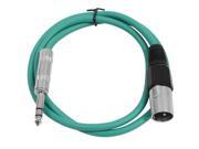 Seismic Audio Green 2 foot XLR Male to TRS Male Patch Cable Snake Microphone Cord