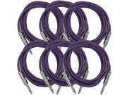 Seismic Audio SASTSX 10 6 Pack 10 Foot TS 1 4 Guitar Instrument or Patch Cables Purple