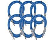 Seismic Audio SASTSX 6 6 Pack 6 Foot TS 1 4 Guitar Instrument or Patch Cables Blue