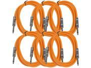 Seismic Audio SASTSX 6 6 Pack 6 Foot TS 1 4 Guitar Instrument or Patch Cables Orange