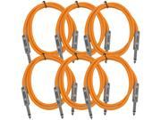 Seismic Audio SASTSX 2 6 Pack 2 Foot TS 1 4 Guitar Instrument or Patch Cables Orange