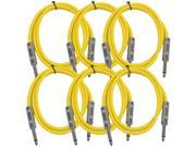 Seismic Audio SASTSX 3 6 Pack 3 Foot TS 1 4 Guitar Instrument or Patch Cables Yellow