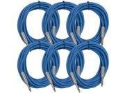 Seismic Audio SASTSX 25 6 Pack 25 Foot TS 1 4 Guitar Instrument or Patch Cables Blue