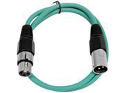 Seismic Audio Green 3 XLR male to XLR female Patch Cable
