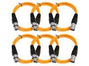 Seismic Audio 6 Pack of Orange 3 XLR male to XLR female Patch Cable
