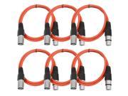 Seismic Audio 6 Pack of Red 3 XLR male to XLR female Patch Cable