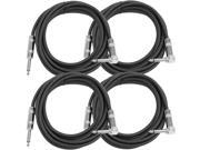 Seismic Audio SAGC10R 10 Foot 4 Pack TS 1 4 to 1 4 Right Angle TS Guitar Cables Black