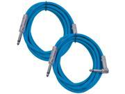Seismic Audio SAGC10R 10 Foot 2 Pack TS 1 4 to 1 4 Right Angle TS Guitar Cables Blue