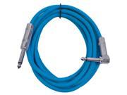 Seismic Audio SAGC10R 10 Foot TS 1 4 to 1 4 Right Angle TS Guitar Cables Blue