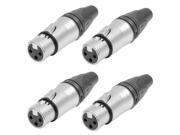 Seismic Audio SAPT250 4Pack 4 Pack of Premium 3 Pin XLR Female Cable Connectors Nickel Finish Microphone Plugs Mic Build your own Cables or Replace
