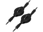 Seismic Audio SA iERet3 2Pack 2 Pack of 3 Foot Retractable 1 8 3.55mm Stereo Male to Male Patch Cables for connecting Mobile Audio Devices