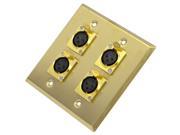 Seismic Audio SA PLATE19 Gold Stainless Steel 2 Gang XLR Female Wall Plate 4 XLR Female Connectors Cable Installation