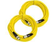 Seismic Audio SAXLX 50Yellow 2Pack Pair of Yellow 50 Foot XLR Male to Female Microphone or Patch Cable 2 Pack