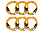 Seismic Audio 6 Pack of Orange 6 XLR male to XLR female Patch Cable