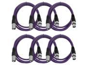 Seismic Audio 6 Pack of Purple 6 XLR male to XLR female Patch Cable