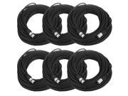 Seismic Audio 6 Pack of Black 100 XLR male to XLR female Microphone Cables