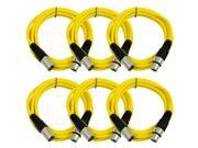 Seismic Audio 6 Pack of Yellow 10 XLR male to XLR female Patch Cable