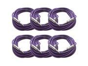 Seismic Audio SATRX 25Purple6 Pack of Six 6 25 Foot Purple 1 4 TRS Patch Cable Balanced Cord Effects EQ Mixer