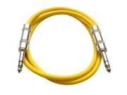 Seismic Audio Yellow 2 foot TRS to TRS Patch Cable Snake Microphone Cord