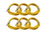 Seismic Audio 6 Pack of Yellow 10 foot TRS to TRS Patch Cables Snake Microphone Cord