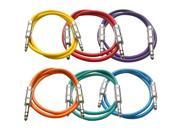 Seismic Audio 6 Pack of Colored 2 foot TRS to TRS Patch Cables Snake Microphone Cord