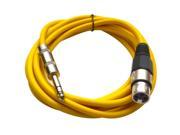 Seismic Audio Yellow 10 foot XLR Female to TRS Male Patch Cable Snake Microphone Cord