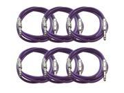 Seismic Audio 6 Pack of Purple 6 foot TRS to TRS Patch Cables Snake Microphone Cord