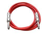 Seismic Audio Red 6 foot TRS to TRS Patch Cable Snake Microphone Cord