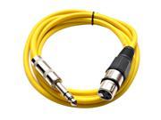 Seismic Audio Yellow 6 foot XLR Female to TRS Male Patch Cable Snake Microphone Cord