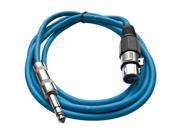 Seismic Audio Blue 6 foot XLR Female to TRS Male Patch Cable Snake Microphone Cord
