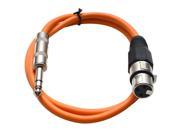 Seismic Audio Orange 3 foot XLR Female to TRS Male Patch Cable Snake Microphone Cord