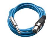 Seismic Audio Blue 10 foot XLR Female to TRS Male Patch Cable Snake Microphone Cord