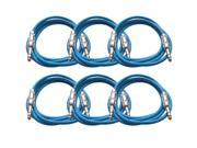 Seismic Audio 6 Pack of Blue 6 foot TRS to TRS Patch Cables Snake Microphone Cord