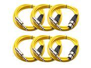 Seismic Audio 6 Pack of Yellow 6 foot XLR Female to TRS Male Patch Cables Snake Microphone Cord