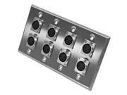 Seismic Audio SA PLATE1 Stainless Steel Wall Plate 4 Gang with 8 XLR Female Connectors Cable Installation