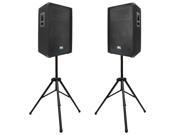 Seismic Audio Pair of 15 PA DJ Speakers and heavy duty tripod speaker stands