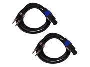Seismic Audio B12SP5 2Pack Pair of 5 Foot Pro Audio Banana to Speakon Speaker Cables 12 Gauge 2 Conductor 5 Speaker Cables