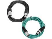 SEISMIC AUDIO SAXLX 6 2 Pack of 6 XLR Male to XLR Female Patch Cables Balanced 6 Foot Patch Cord Black and Green