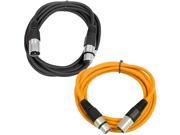 SEISMIC AUDIO SAXLX 10 2 Pack of 10 XLR Male to XLR Female Patch Cables Balanced 10 Foot Patch Cord Black and Orange