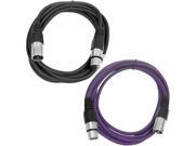 SEISMIC AUDIO SAXLX 6 2 Pack of 6 XLR Male to XLR Female Patch Cables Balanced 6 Foot Patch Cord Black and Purple