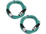 SEISMIC AUDIO SAXLX 10 2 Pack of 10 XLR Male to XLR Female Patch Cables Balanced 10 Foot Patch Cord Green and Green