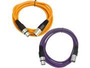 SEISMIC AUDIO SAXLX 10 2 Pack of 10 XLR Male to XLR Female Patch Cables Balanced 10 Foot Patch Cord Orange and Purple