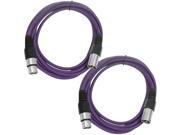 SEISMIC AUDIO SAXLX 6 2 Pack of 6 XLR Male to XLR Female Patch Cables Balanced 6 Foot Patch Cord Purple and Purple