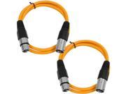 SEISMIC AUDIO SAXLX 3 2 Pack of 3 XLR Male to XLR Female Patch Cables Balanced 3 Foot Patch Cord Orange and Orange
