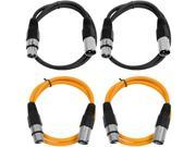 SEISMIC AUDIO SAXLX 3 4 Pack of 3 XLR Male to XLR Female Patch Cables Balanced 3 Foot Patch Cord Black and Orange