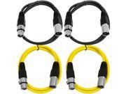 SEISMIC AUDIO SAXLX 3 4 Pack of 3 XLR Male to XLR Female Patch Cables Balanced 3 Foot Patch Cord Black and Yellow