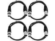 SEISMIC AUDIO SAXLX 2 4 Pack of 2 XLR Male to XLR Female Patch Cables Balanced 2 Foot Patch Cord Black and Black